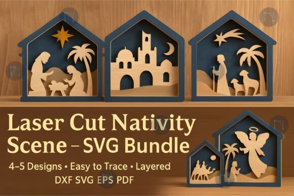 Laser Cut Nativity Scene Layered SVG Set Laser Cuttings 128046484 Creativo Digital