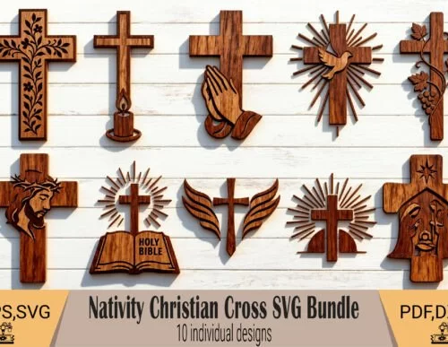 Nativity Cross Laser SVG Bundle 133284094 X7mbvp Creativo Digital