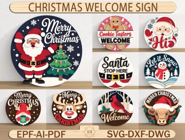 Paquete Svg De Letrero De Bienvenida Navideno Mov3cj Creativo Digital