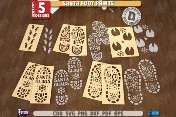 Santa Foot Prints Laser Cut Bundle CNC Laser Cutting 128737211 1 1 580x387 1 Creativo Digital