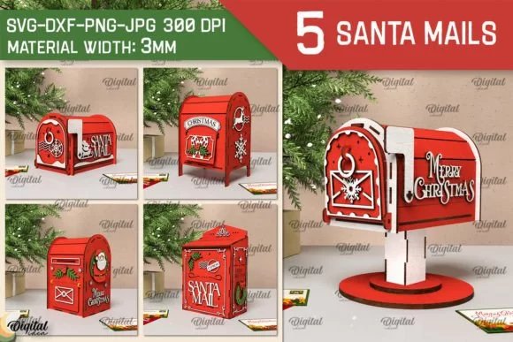 Santa Mail Boxes Laser Cut 106599370 Zcbe6x Creativo Digital