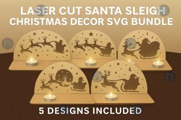 Santa Sleigh Candle Holder SVG 134819557 M4ssix Creativo Digital