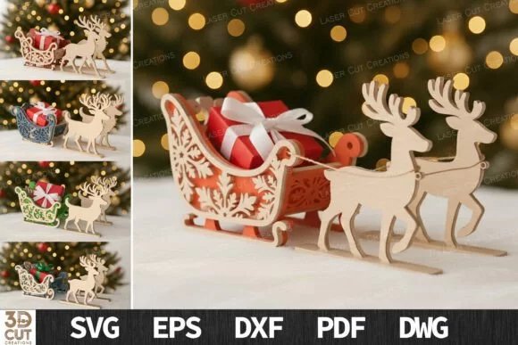 Santa Sleigh Reindeer Bundle 133322489 7qjgej Creativo Digital