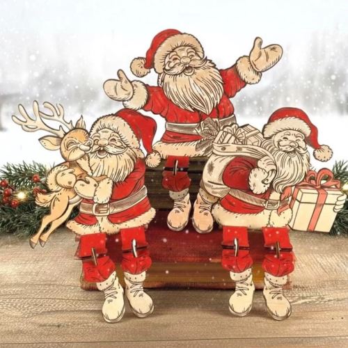 Tres Papa Noeles Felices Con Piernas Articuladas Hymxi9 Creativo Digital