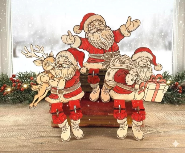 Tres Papa Noeles Felices Con Piernas Articuladas Hymxi9 Creativo Digital