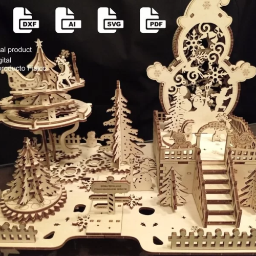 Villa Navidena Mecanica Con Movimiento C03jao Creativo Digital