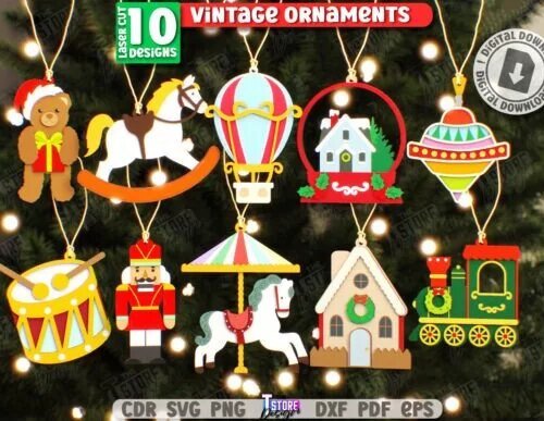 Vintage Christmas Ornaments Laser Bundle 133101390 D9bzu9 Creativo Digital