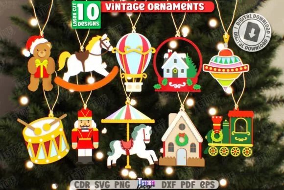 Vintage Christmas Ornaments Laser Bundle 133101390 D9bzu9 Creativo Digital