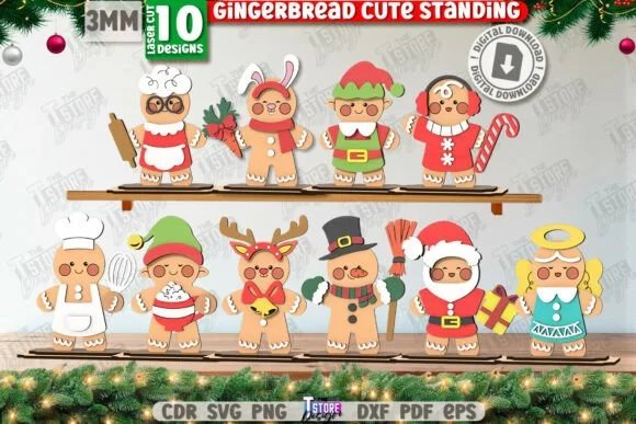 Wood Gingerbread Laser Cut Bundle 133653191 Xszt68 Creativo Digital
