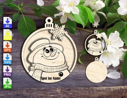 Adorno De Muneco De Nieve De 3 Capas Creativo Digital