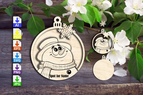 Adorno De Muneco De Nieve De 3 Capas Creativo Digital