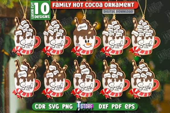 Adorno De Taza De Chocolate Caliente Familiar Creativo Digital