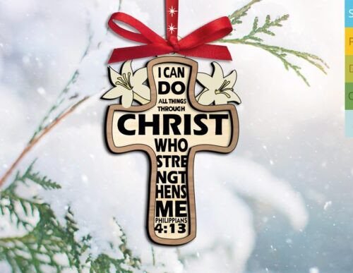 Adorno Navideno Con Cruz De Cristo Creativo Digital