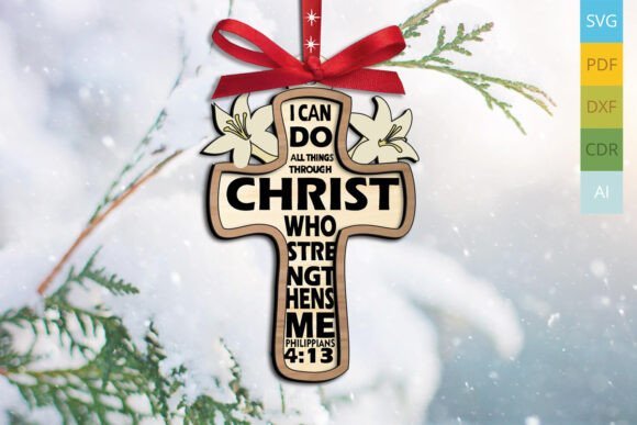 Adorno Navideno Con Cruz De Cristo Creativo Digital