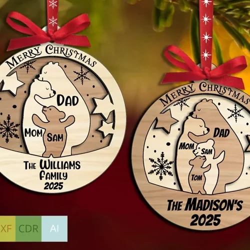 Adorno Navideno De La Familia De Osos Creativo Digital