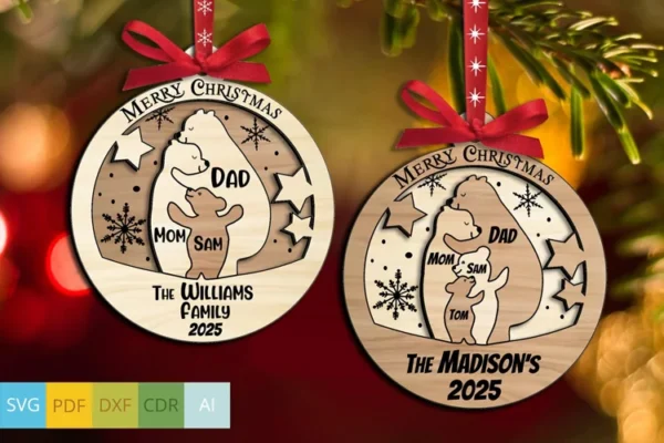 Adorno Navideno De La Familia De Osos Creativo Digital