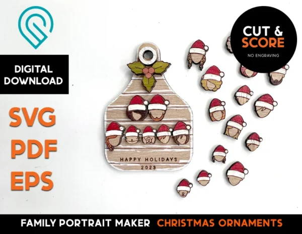 Retrato Familiar De Sombrero De Papa Noel Creativo Digital