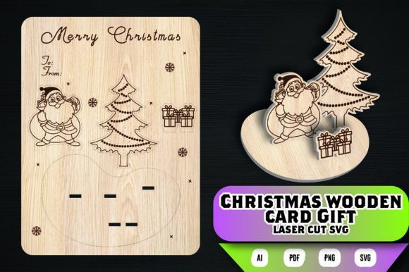 Tarjeta De Regalo De Madera Navidena Creativo Digital