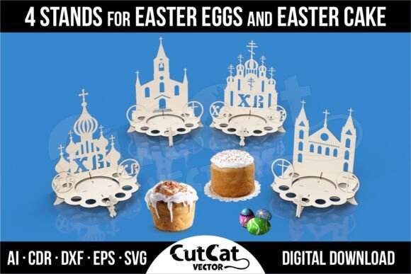 4 Soportes Para Huevos De Pascua Y Pastel De Pascua Creativo Digital