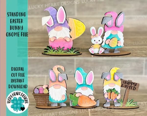 Adorno Gnomo De Conejito De Pascua De Pie Creativo Digital