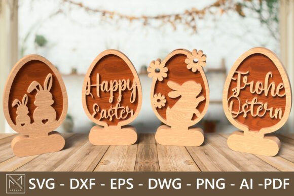 Estanteria De Dos Capas Con Forma De Conejito Para Huevos De Pascua Creativo Digital