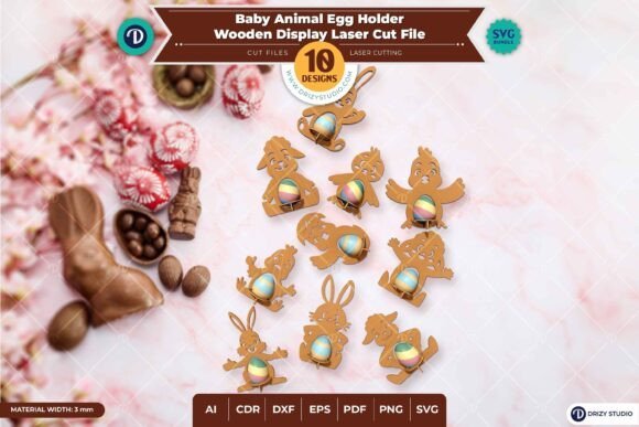 Juego De 10 Porta Huevos De Animales Bebes Creativo Digital