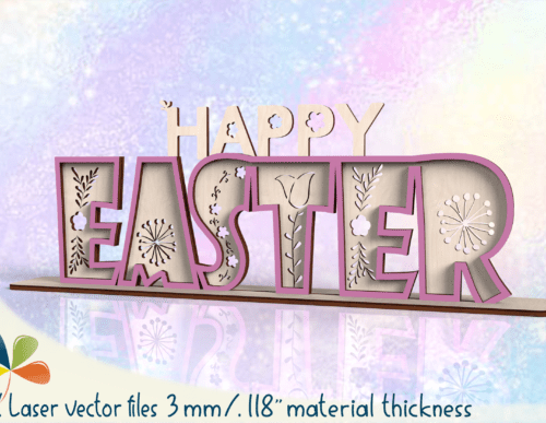 Letrero De Pascua Escandinavo Y Decoracion De Conejito Creativo Digital