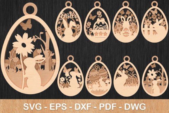 Lote De Adornos De Huevos De Pascua Creativo Digital