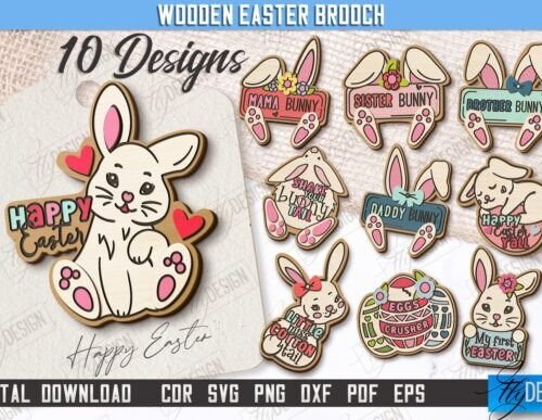 Lote De Broches De Madera Para Pascua 2 Creativo Digital