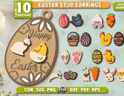 Lote De Pendientes De Pascua Creativo Digital