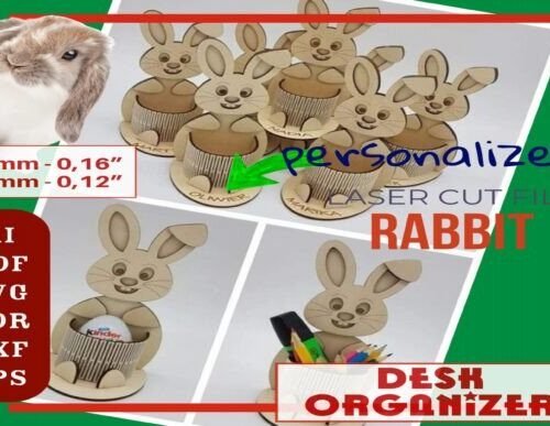 Organizador De Escritorio Personalizado Con Forma De Conejito De Pascua Creativo Digital