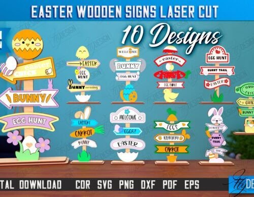 Paquete De Letreros De Madera Para Pascua 2 Creativo Digital