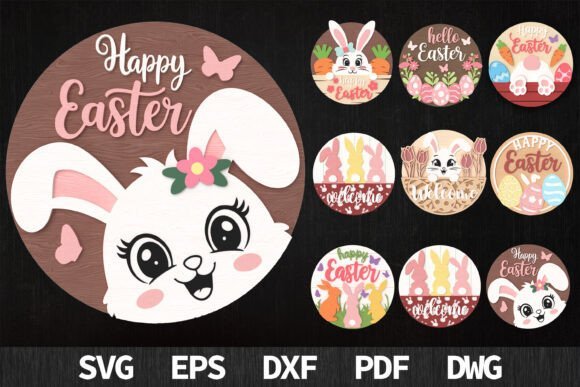 Paquete De Letreros En Forma De Conejito De Pascua Creativo Digital