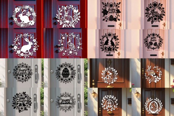 Paquete De Letreros Para Puerta Con Corona De Pascua Creativo Digital