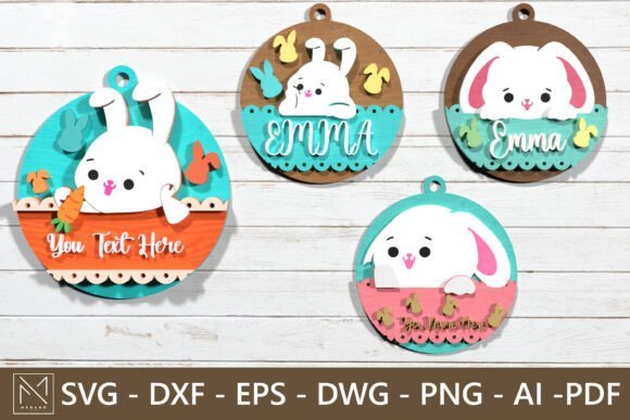 Paquete De Letreros Personalizados De Conejito De Pascua Creativo Digital