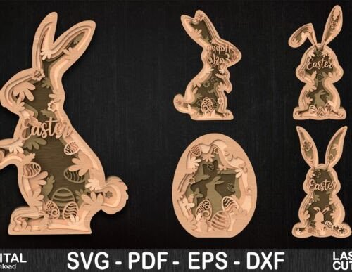 Paquete En Capas De Conejo De Pascua Creativo Digital