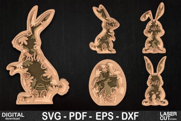 Paquete En Capas De Conejo De Pascua Creativo Digital