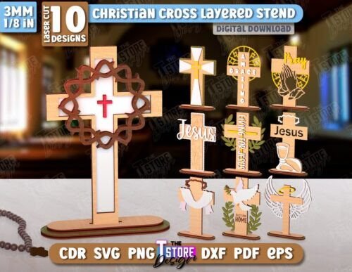 Cruz Cristiana Con Soporte Creativo Digital