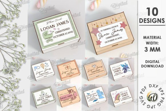 Paquete De Cajas De Recuerdos Para Bautizos Creativo Digital