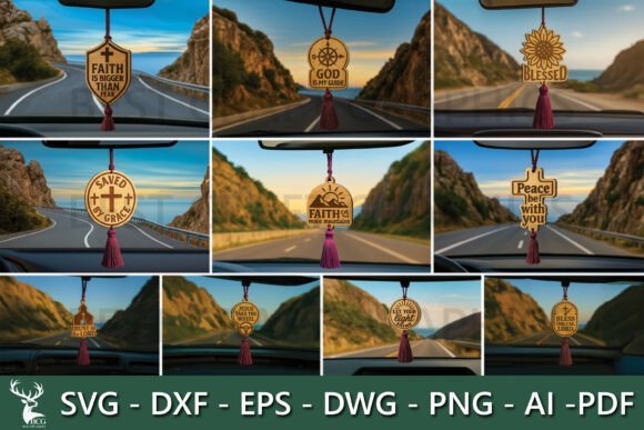 Paquete De Disenos De Amuletos Cristianos Para Coche Creativo Digital