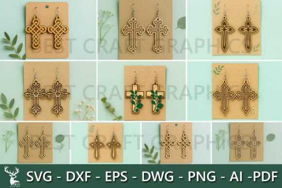 Paquete De Pendientes De Cruz Cristiana Creativo Digital