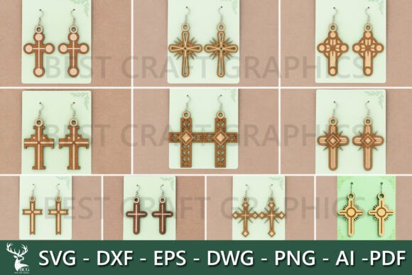 Paquete De Pendientes De Cruz De Esus Creativo Digital