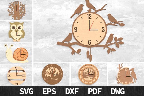 Paquete De Reloj De Pared De Naturaleza Y Animales Creativo Digital