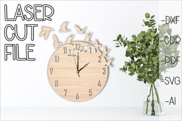 Reloj De Pared Con Pajaros Volando Creativo Digital