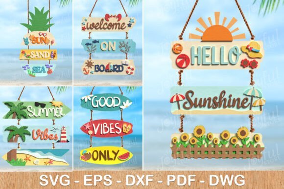 Paquete De Letrero Colgante De Verano Creativo Digital