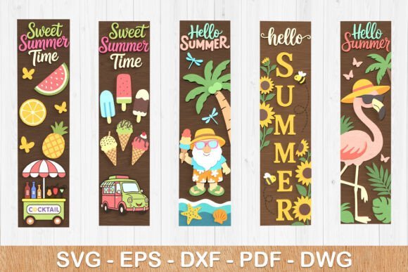 Paquete De Letrero De Porche Hola Verano Creativo Digital