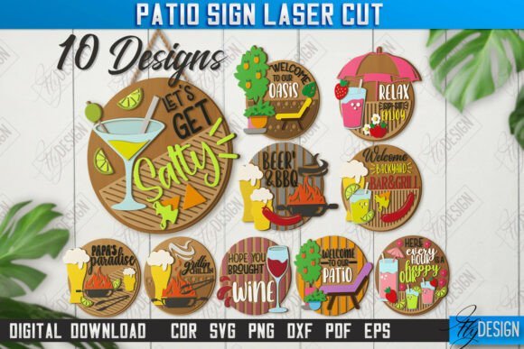 Paquete De Letreros Redondos Para Patio Creativo Digital