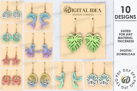 Paquete De Pendientes Colgantes De Verano Creativo Digital