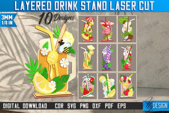 Paquete De Soportes Para Bebidas En Capas Creativo Digital