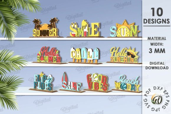 Paquete De Soportes Para Palabras De Verano Creativo Digital